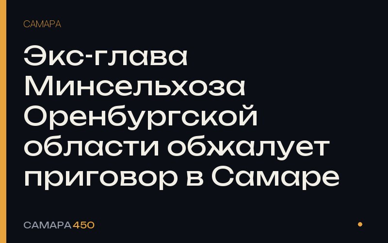 Экс-глава Минсельхоза Оренбургской области обжалует приговор в Самаре — Самара450