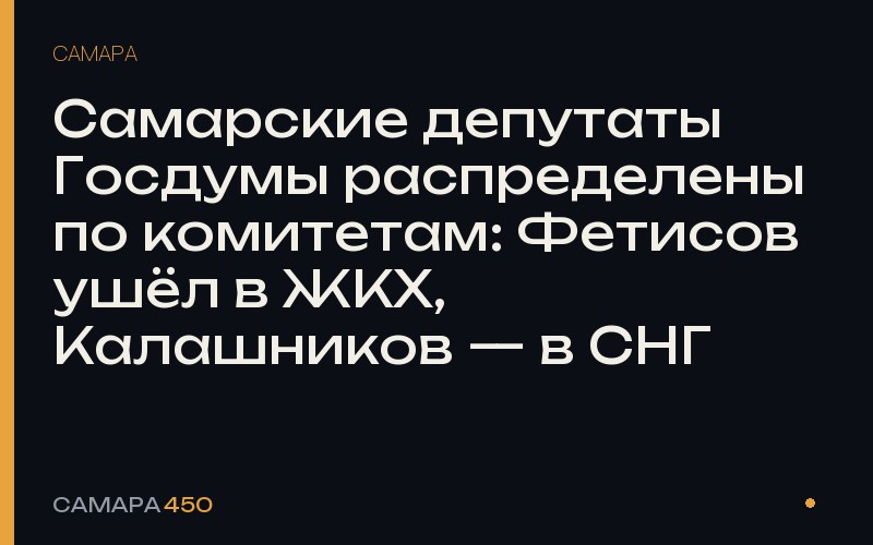 Самарские депутаты Госдумы распределены по комитетам: Фетисов ушёл в ЖКХ, Калашников — в СНГ — Самара450